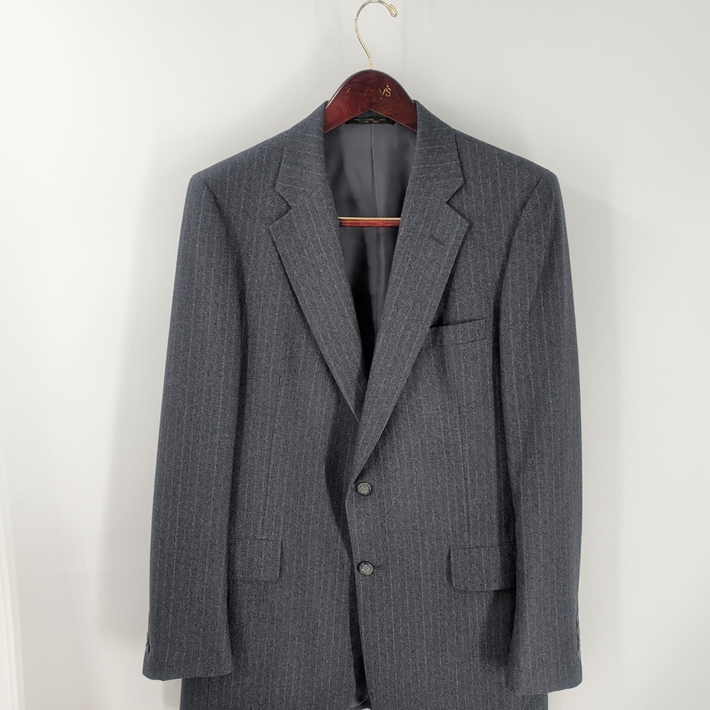 Harris & Frank‎ Notched Lapel 2-Button Front Wool Blazer Gray Pinstripe 42L